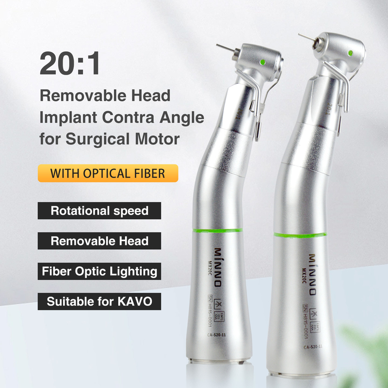 20:1 Removable Head Implant Contra Angle for Surgical Motor with optical fiber