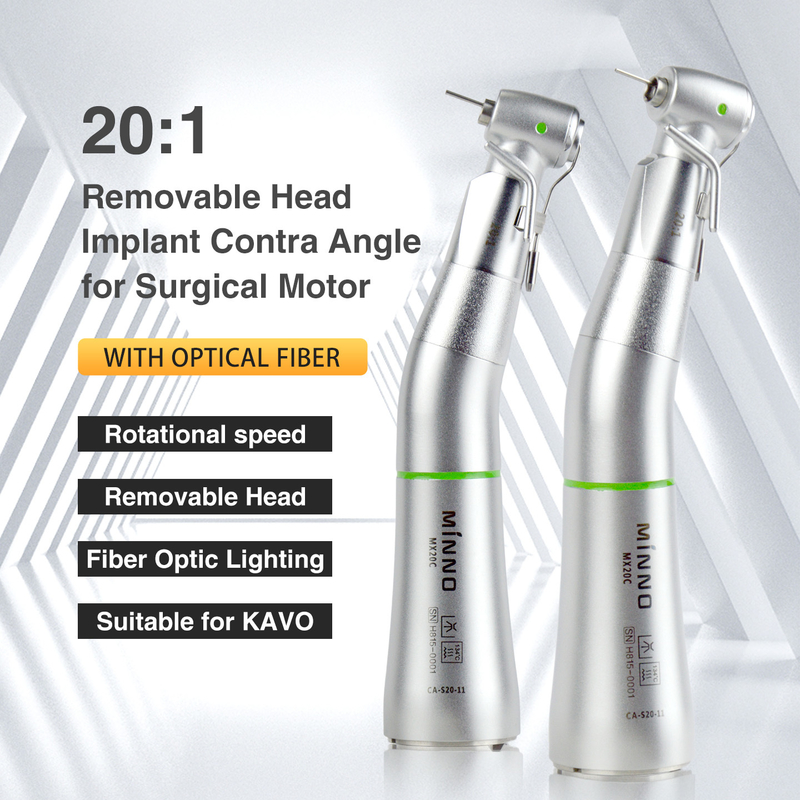 20:1 Removable Head Implant Contra Angle for Surgical Motor with optical fiber